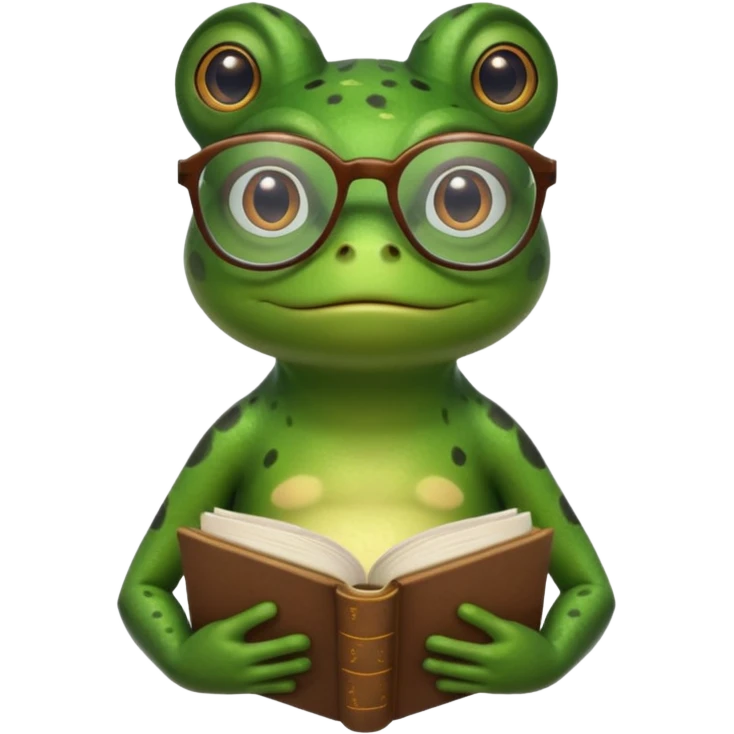 frog with glasses and book emoji
