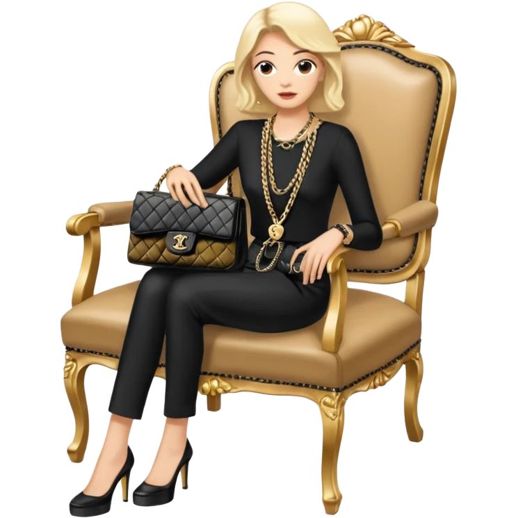 I carried a hand-me-down 1980s Chanel handbag. It was in poor shape; I glued leather patches onto worn corners, but they peeled off. I kept the bag hidden behind my back, only showing the signature gold-and-black chain on my chair. emoji
