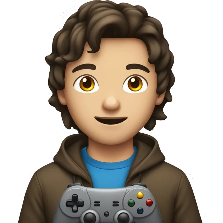 Brunette boy gaming emoji