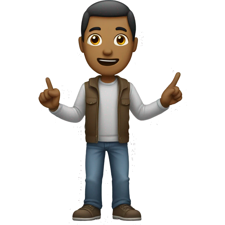 standing man with straight face waving emoji