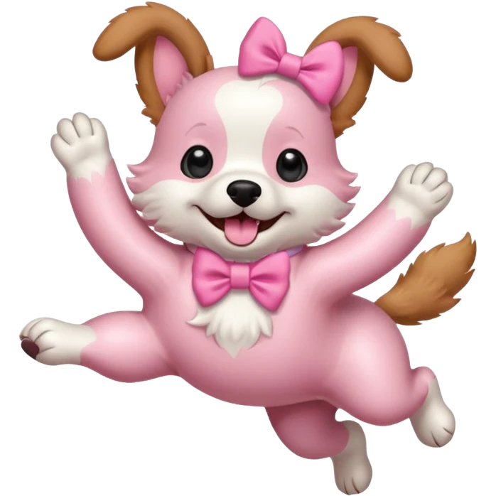 pink girly dog jumping in the air emoji