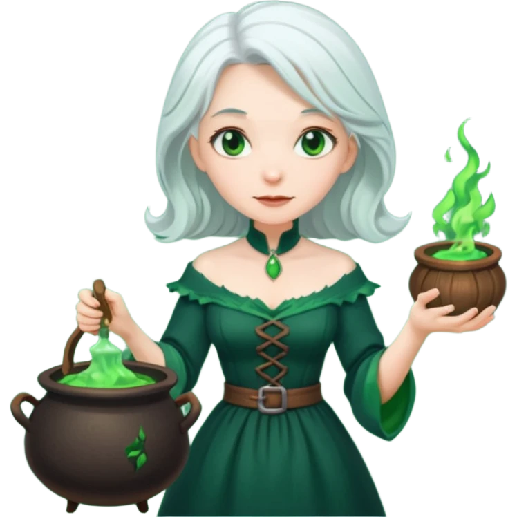 👩🏻‍🦳green witch cooking potion emoji