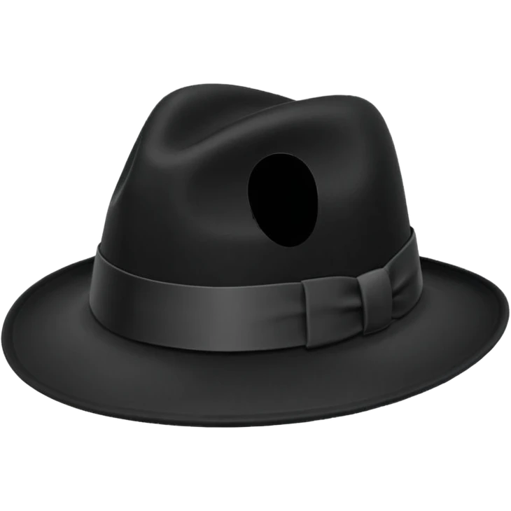 fedora, isolated, transparent background, black emoji