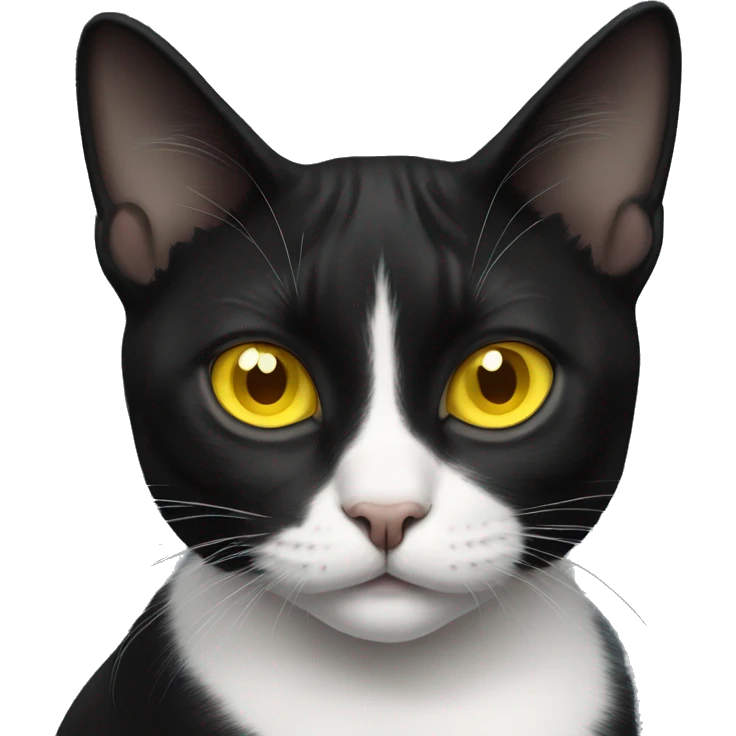 tuxedo cat with yellow eyes emoji