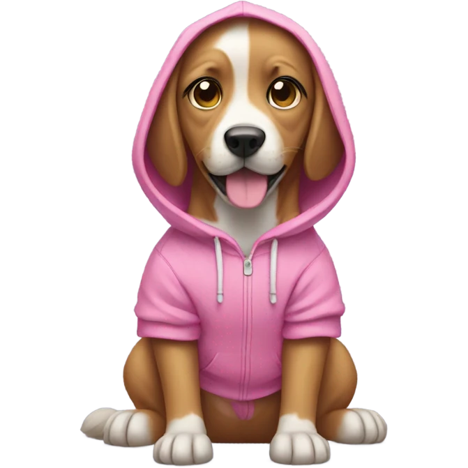 Dog wearing a pink hoodie emoji