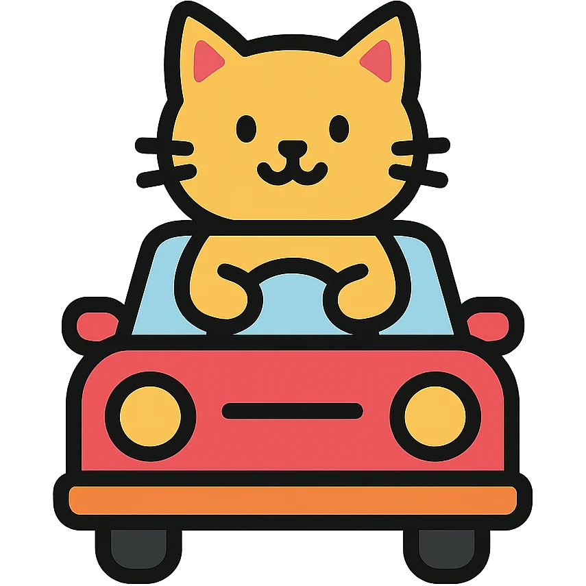 color outline icon of a cat in a car emoji