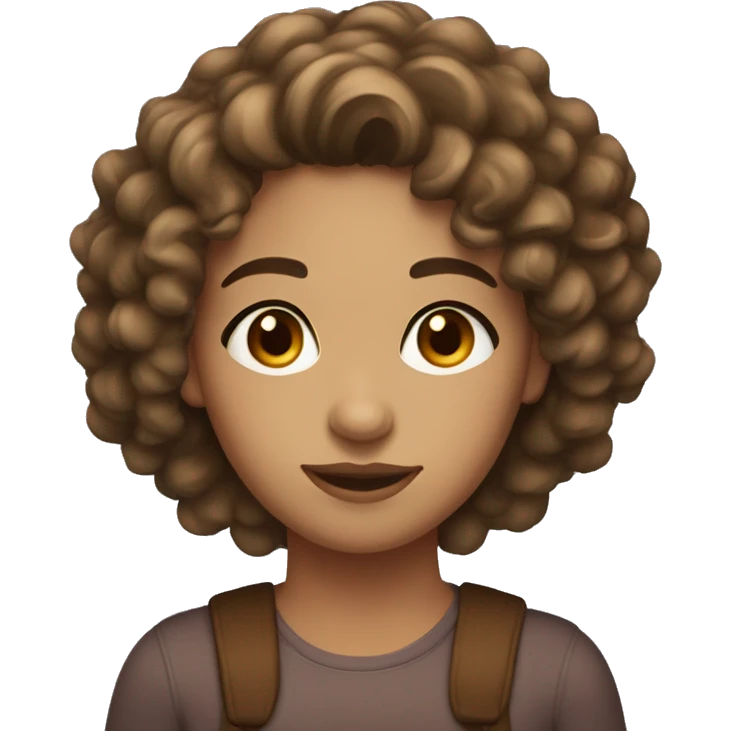fair girl, brown eyes, curly hair with middle part  emoji