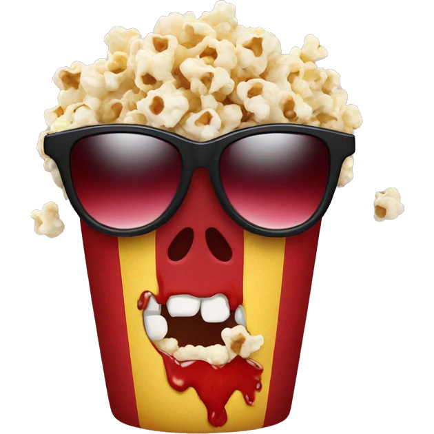 blood cry popcorn with sun glasses emoji