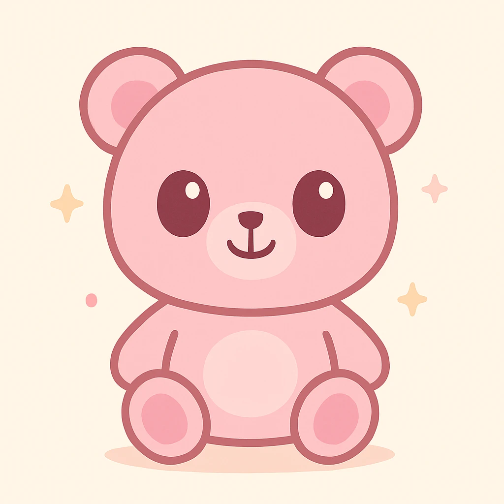 cute pink teddy bear, soft and adorable, simple background emoji