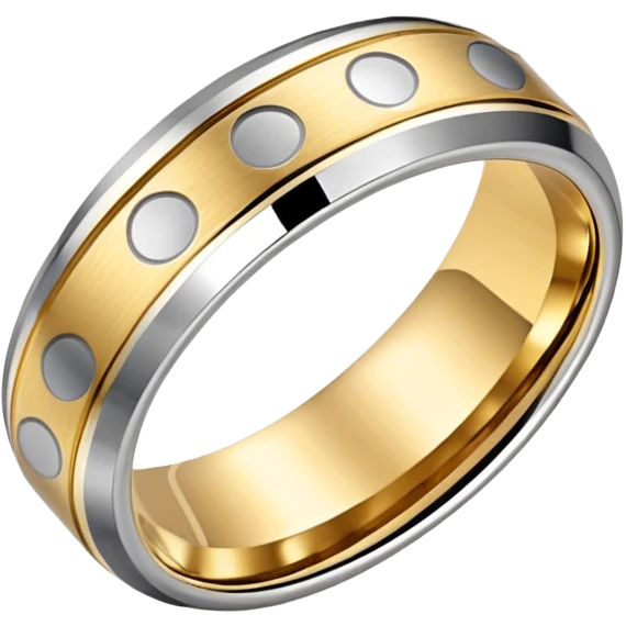Tungsten ring with silver in the middle and gold on outside emoji
