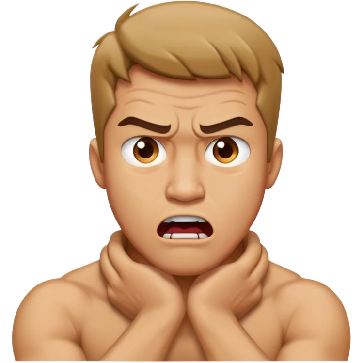 man with arms crossed on neck looking angry with mouth open emoji