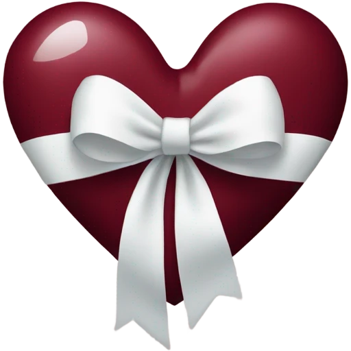 Wine red heart with white bow emoji