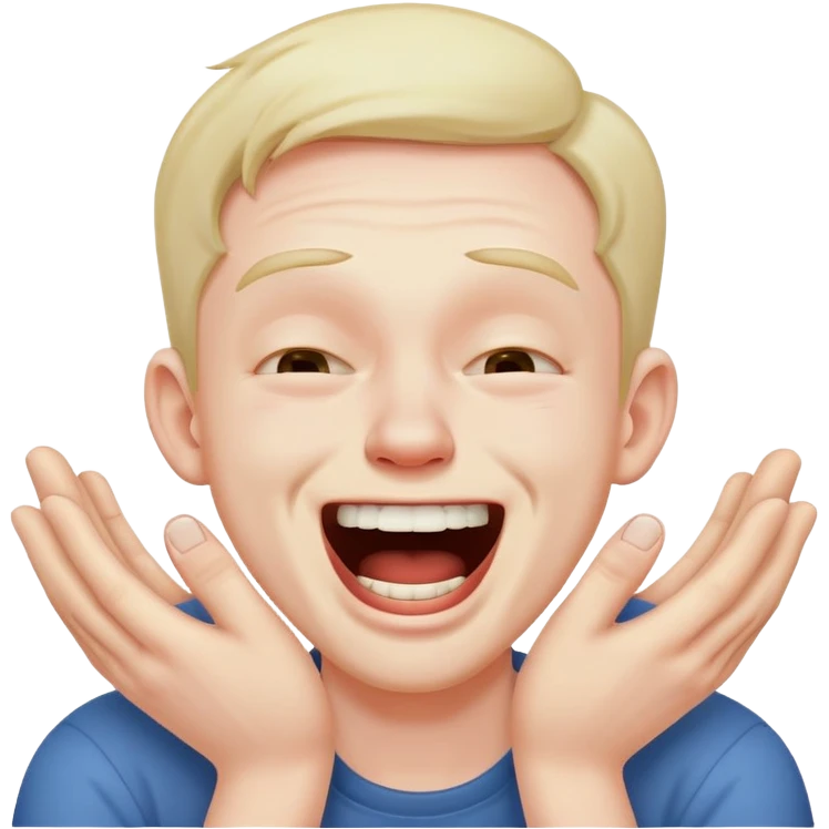 Man choking himself with both hands and laughing  emoji