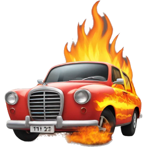 Car on fire emoji