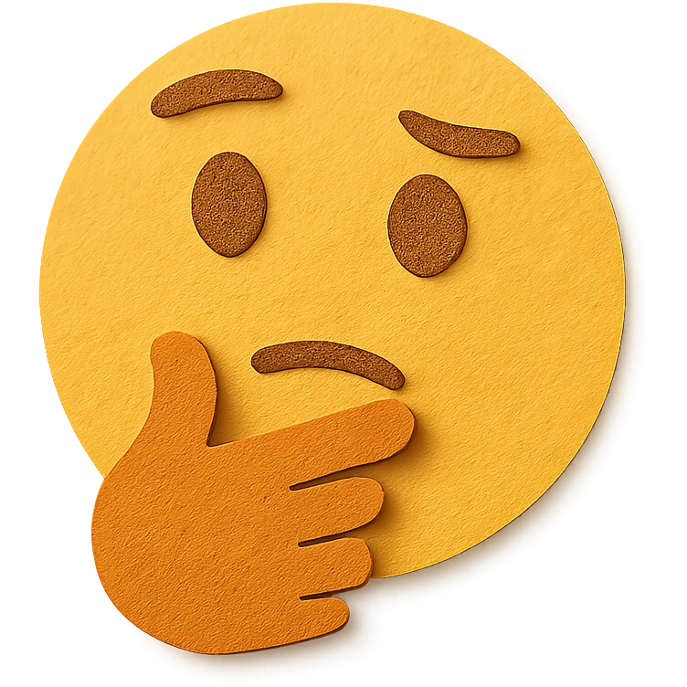confused face with hand over mouth, yellow and orange tones, paper craft style emoji