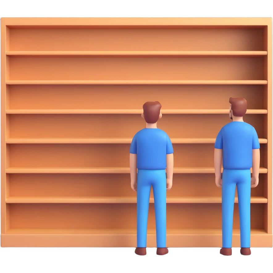 man looking at empty shelf in the kitchen emoji