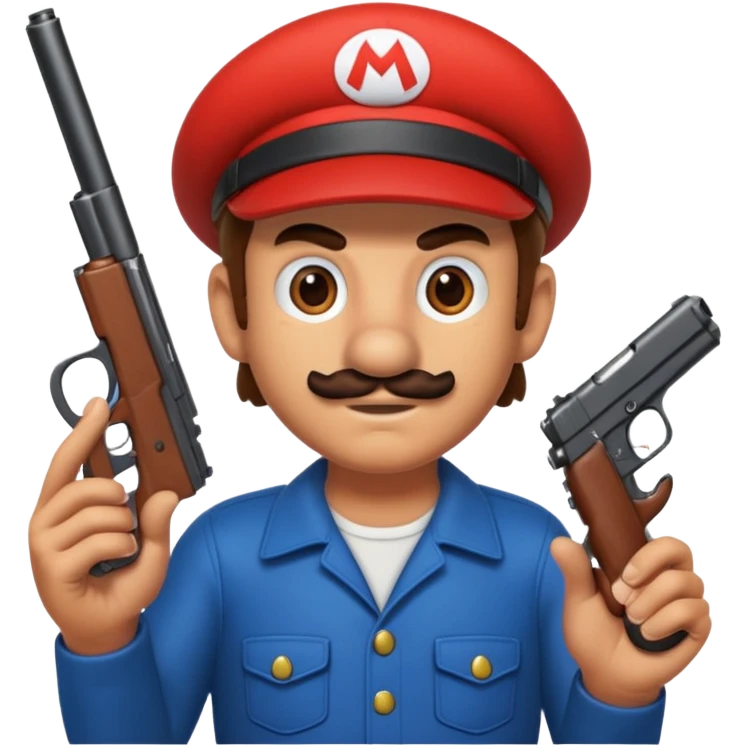Mario with a gun emoji