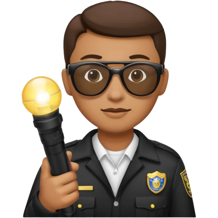 school security, sun glasses, holding flashlight emoji