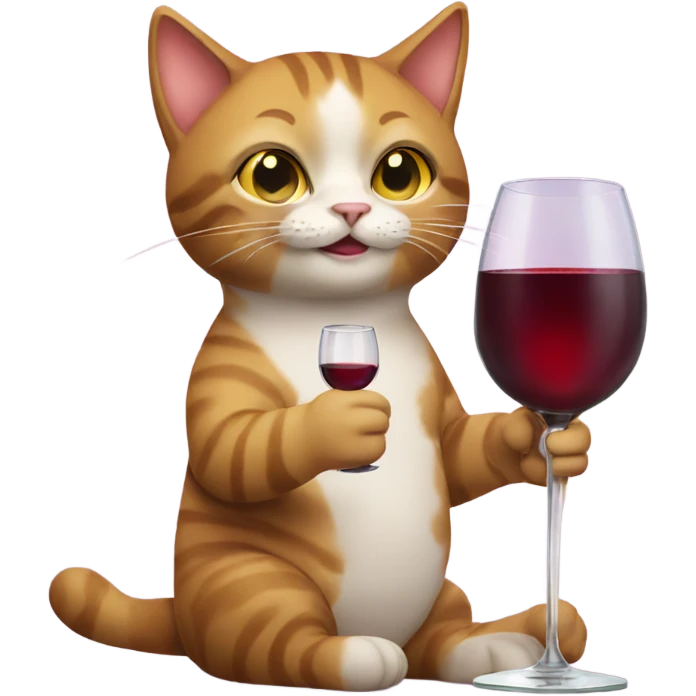 Cat with glass of wine emoji