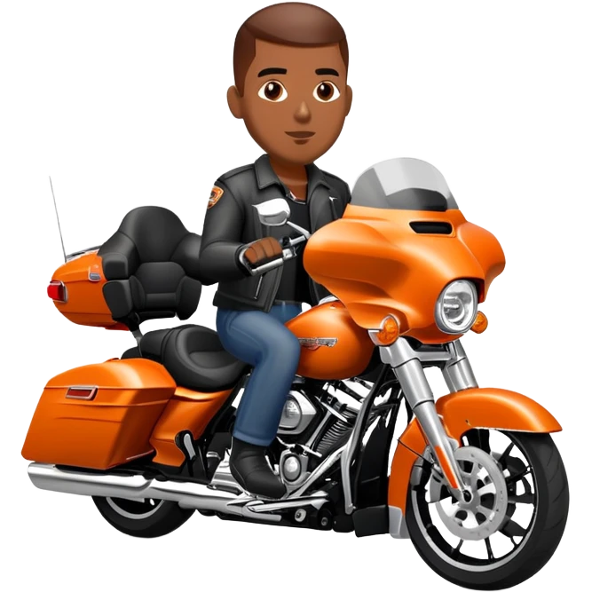 Black man riding a 2020 Harley Davidson street glide Orange  emoji
