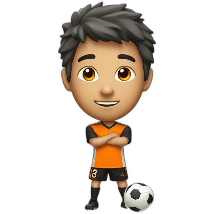 Petit loup footballeur en orange et noir emoji