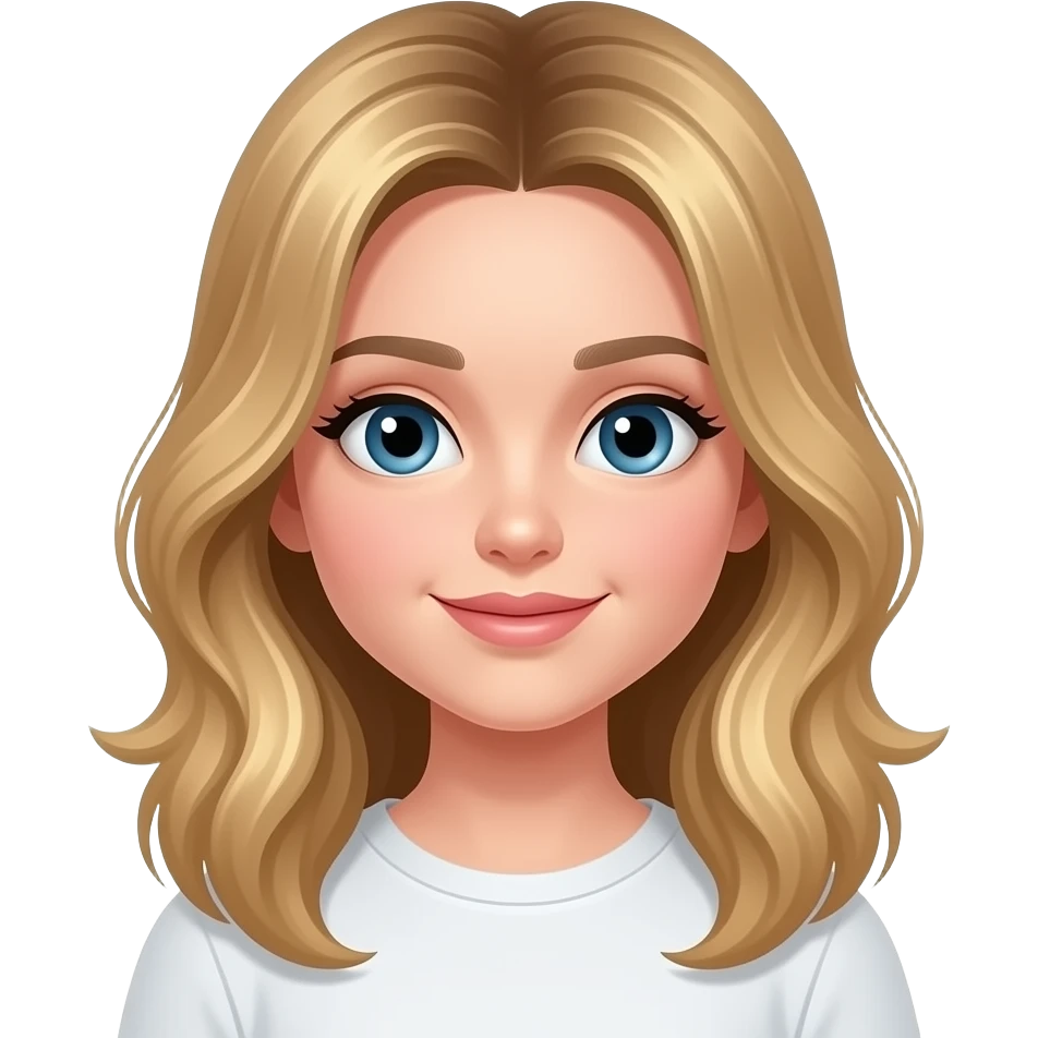 Blonde girl with dark blonde hair and baby highlights emoji