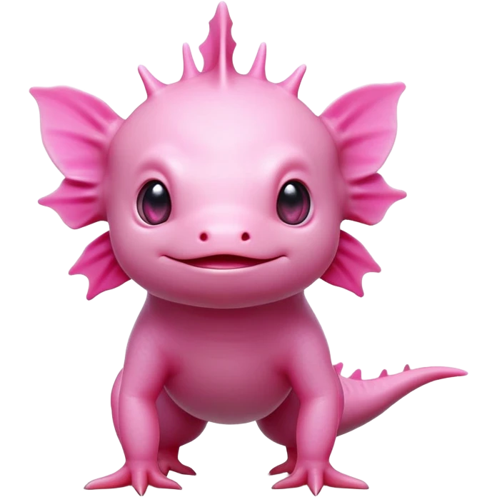 cinematic-[axolotl]-realistic-full-body-standing-emoji,-head-tilted-dramatically,-pink skin,-simplified-yet-realistic-focused-features,-highly-detailed,-glowing-with-an-almost-sarcastic-glow emoji
