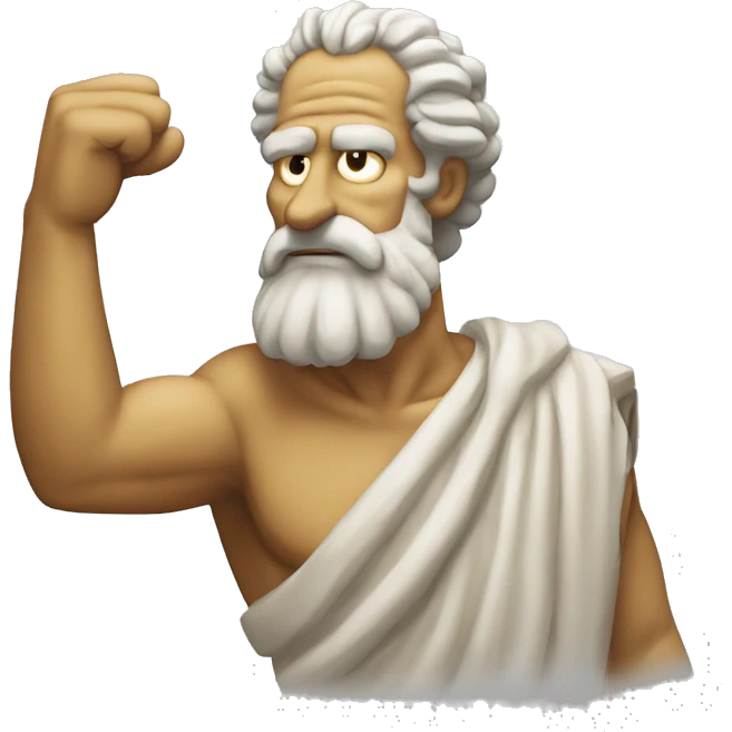 ancient greek philosopher shakes fist at sky in style of Abraham Simpson emoji