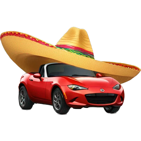 Miata doing something funny with a sombrero  emoji