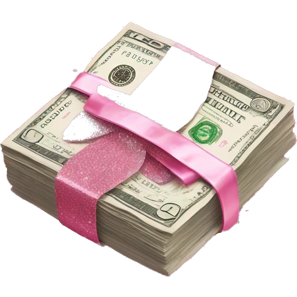 Pink glitter money emoji