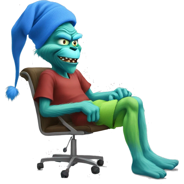 blue grinch saying “that feeling when knee surgery is tommorow” emoji