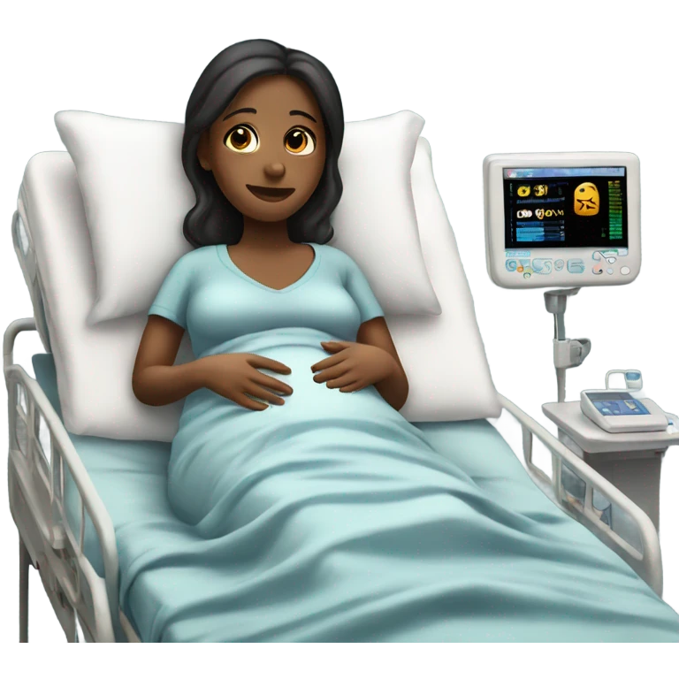 Realistic pregnant women in hospital bed emoji