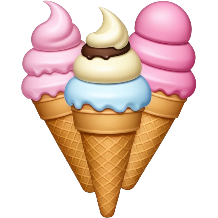 3 scoops of icecream - bottom two scoops are vanilla and top is pink emoji