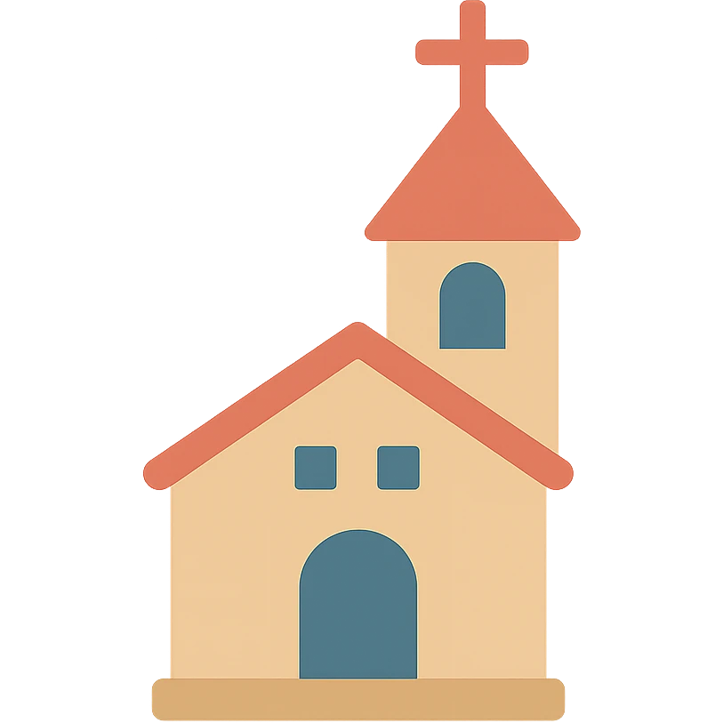 church icon, flat color style emoji