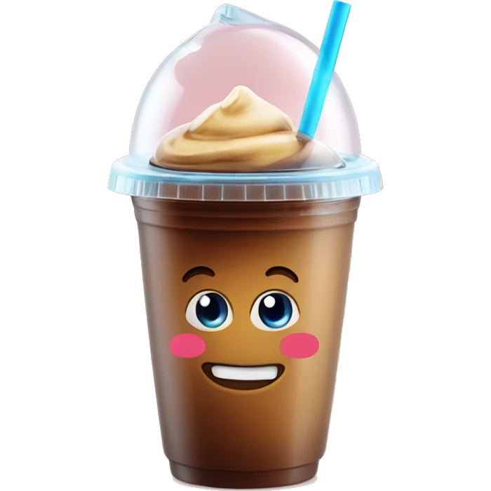 Cold coffee with ice cubes In a plastic cup With a dome-shaped cover 450 ml emoji