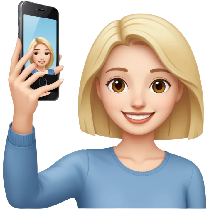 smiling woman taking a selfie emoji