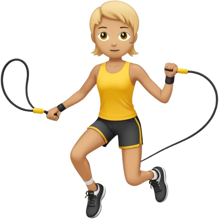 person jumping rope, simple yellow face emoji