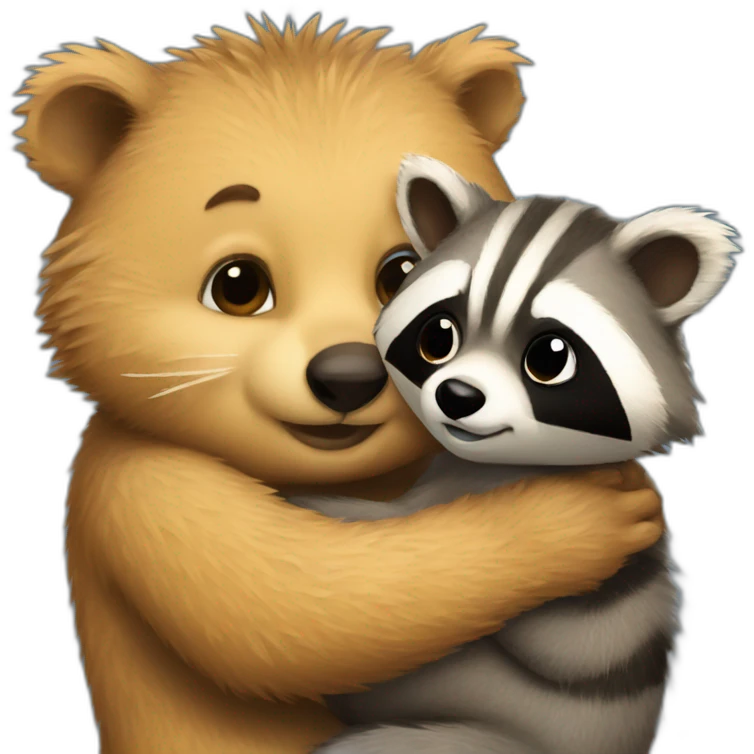 quokka hugging racoon emoji