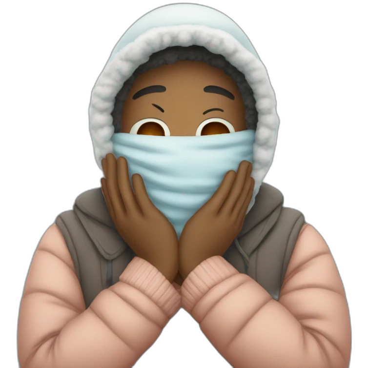 person embraces cold emoji