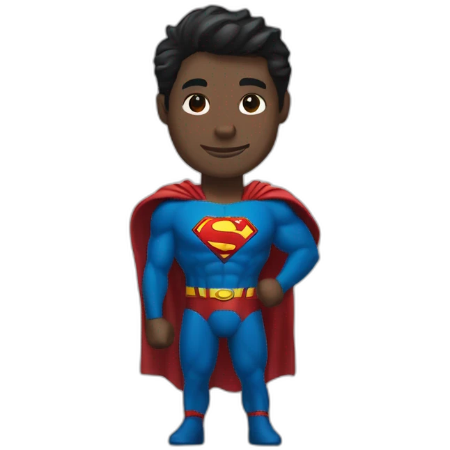 Superman con el traje negro con billetes en la mano emoji