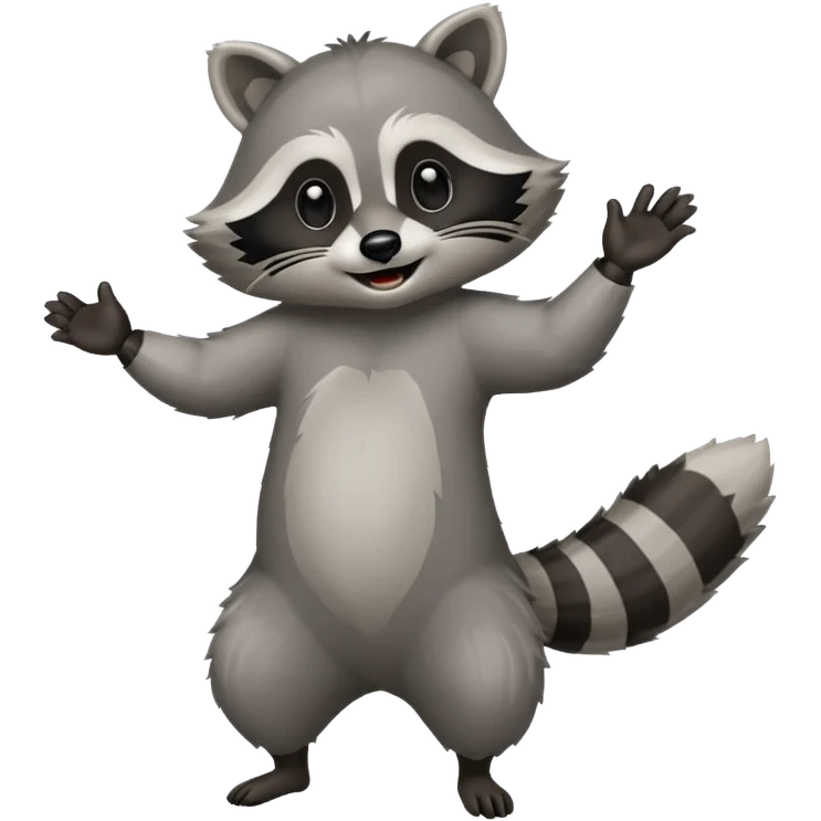 a full body raccoon celebrating / dancing  emoji