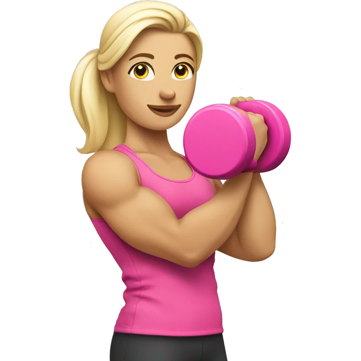 Female White bicep side view holding a pink dumbbell emoji