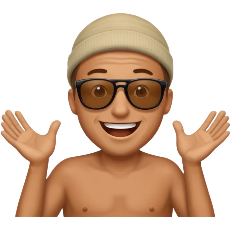 a guy excited with some festival background  without hat emoji