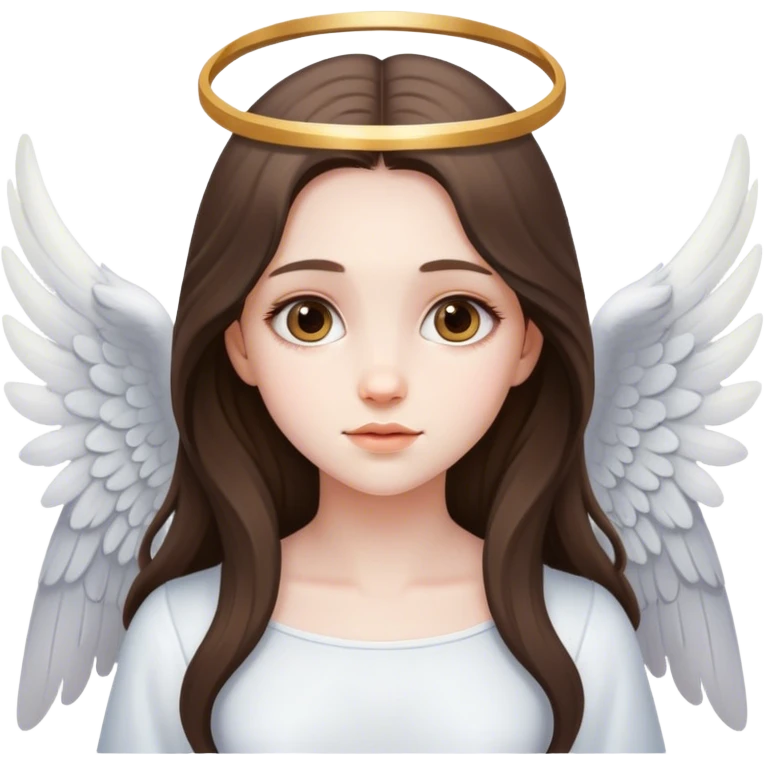 beautiful pale brunette girl with long hair with angel wings emoji