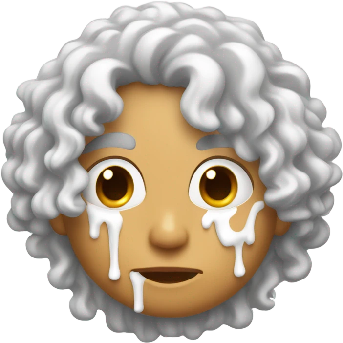 Drip White paint from face curly hair emoji
