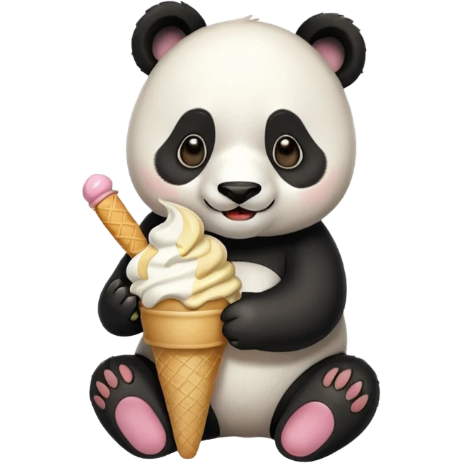 Panda eating ice cream emoji