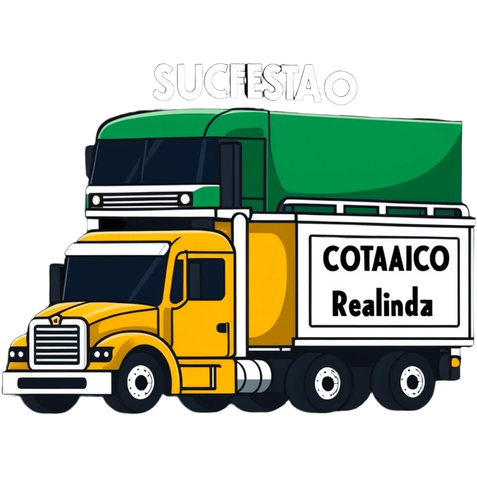 Caminhão de transportadora escrito cotação realizada com sucesso  emoji