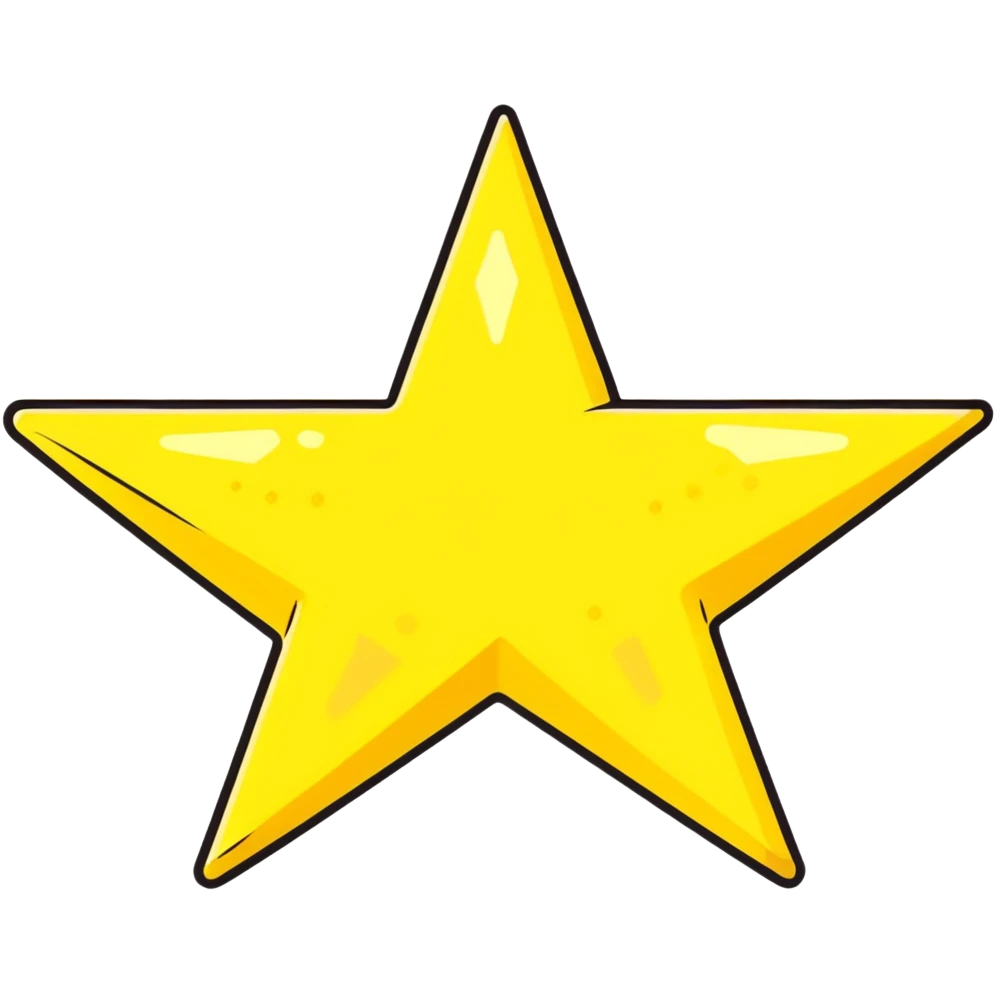 3D golden star with soft glow, five sharp symmetrical points, lots of glitter particles, cartoon style, friendly appeal, pastel yellow background, Pixar-inspired lighting emoji