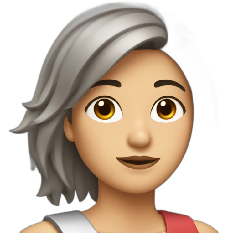 Mujer caucásica pelo por los hombros con mechas rubias emoji