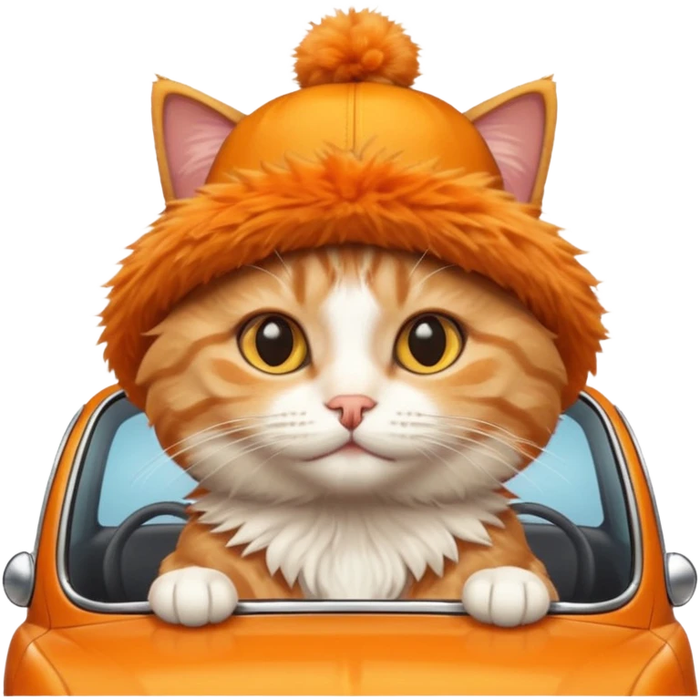 A cat with a car as a hat emoji